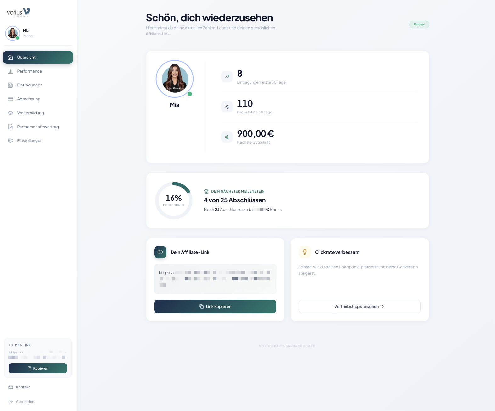 Vofius Partner-Cockpit – Übersicht